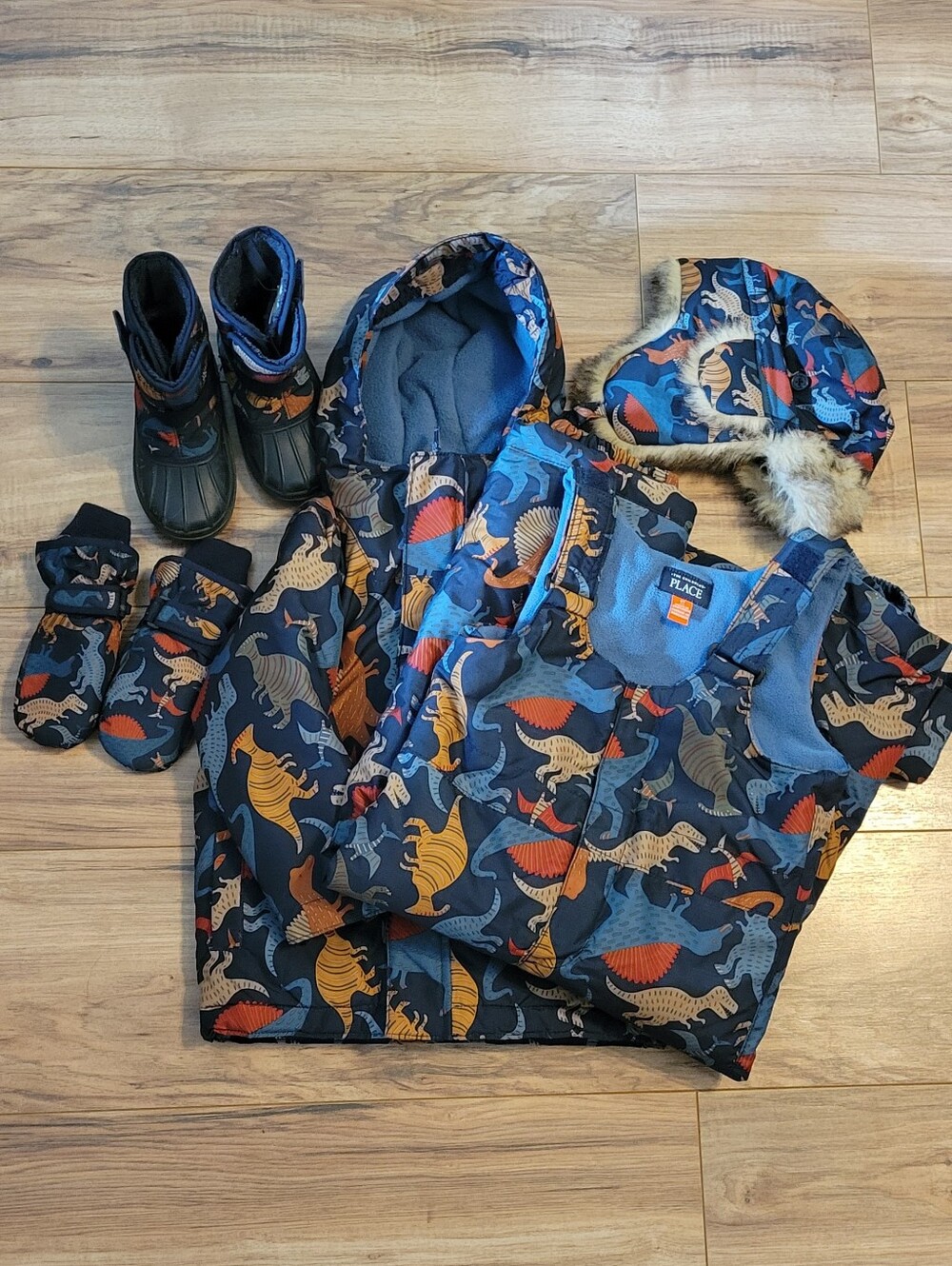 The Children’s Place 3T Dino Print Snow Bib & Jacket Set